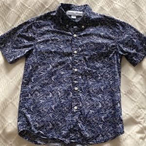 Wave print button down shirt